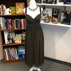 White House Black Market Brown pleated dress